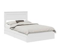 vidaXL Lit de Rangement Blanc 120 x 190 cm Bois d'ingénierie, Cadre de lit Moderne, Solution de Rangement, Plateforme rectangulaire, Bois Robuste, Design épuré, Montage Facile