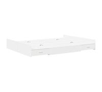 vidaXL Lit de Rangement Blanc 150 x 200 cm en Bois d'ingénierie, Style Minimaliste, avec Un Grand tiroir sous Le lit. Tête de lit et Pied de lit Inclus. Assemblage Facile pour Donner Un Look Moderne