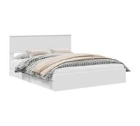 vidaXL Lit de Rangement Blanc 160 x 200 cm Bois d'ingénierie, Cadre de lit de rangement contemporain, design spacieux, durable, finition résistante à l'eau, mobilier de chambre fonctionnel, solution c
