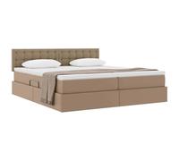 vidaXL Lit de Rangement Cappuccino 180 x 200 cm Cuir synthétique, Lit de Stockage Moderne, Matelas en Mousse, Design Gain de Place, Levage hydraulique, mobilier Fonctionnel