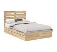 vidaXL Lit de Rangement Chêne Sonoma 120 x 200 cm Bois d'ingénierie, Cadre de lit Moderne, Finition imperméable, Stockage spacieux, Polyvalent, mobilier pour Vie Urbaine, Design Ajustable