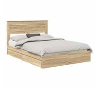 vidaXL Lit de Rangement Chêne Sonoma 160 x 200 cm Bois d'ingénierie, Cadre de Lit Moderne, Plateforme Résistante, Bois Technique, Design Minimaliste, Rangements Stylés
