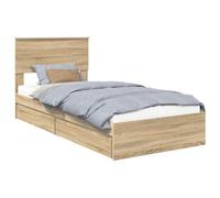 vidaXL Lit de Rangement Chêne Sonoma 75 x 190 cm Bois d'ingénierie, Lit rectangulaire Moderne, avec tiroir de Rangement, Bois conçu, mobilier de Chambre épuré