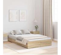 vidaXL Lit de rangement en bois d'ingénierie chêne Sonoma 120 x 200 cm avec tiroir, pratique et sobre, incluant une tête 3335303
