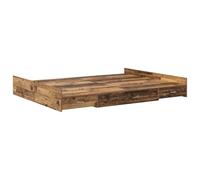 vidaXL Lit de Rangement en Bois Vieilli, 150 x 200 cm, avec Rangement caché, sans sommier, Lattes Solides, inclut Une tête et Un Pied de lit, Facile à Monter, pour l'intérieur Seulement, Style Minima