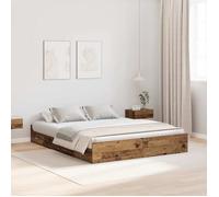 vidaXL Cadre de lit de Rangement en Vieux Bois de 140 x 190 cm avec des tiroirs cachés. Pas Besoin de sommier. Facile à Monter avec Juste Un Tournevis et Un Marteau. Style Moderne et Minimaliste pour