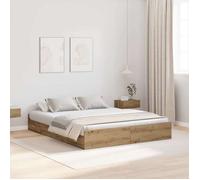 vidaXL Lit de rangement en chêne artisan 140 x 190 cm en bois composite avec tiroir caché pratique. Design épuré 3335316