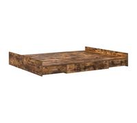 vidaXL Lit de Rangement en chêne fumé, 160 x 200 cm, en Bois aggloméré, Design Minimaliste Qui Prend Pas de Place, avec Un Espace de Rangement sous Le lit, Super Facile à Monter, Juste Un Coup de chi