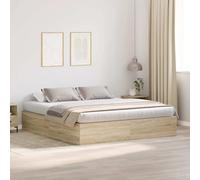 vidaXL Lit de Rangement en chêne Sonoma 200 x 200 cm, Moderne avec du Rangement intégré, Parfait pour Une Chambre à Coucher Minimaliste, Qui optimise l'espace et Reste Fonctionnel et élégant.
