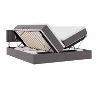 vidaXL Lit de rangement Gris, cuir synthétique 180 x 200 cm - levage hydraulique, matelas mousse