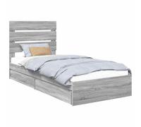 vidaXL Lit de Rangement Gris Sonoma 100 x 200 cm Bois d'ingénierie