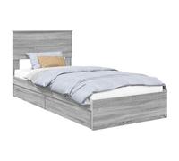 vidaXL Lit de Rangement Gris Sonoma 90 x 190 cm Bois d'ingénierie, Lit rectangulaire Moderne, avec tiroir de Rangement, Bois conçu, mobilier de Chambre épuré