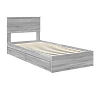 vidaXL Lit de Rangement Gris Sonoma 90 x 200 cm Bois d'ingénierie, Lit rectangulaire Moderne, avec tiroir de Rangement, Bois conçu, mobilier de Chambre épuré