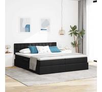 vidaXL Lit de Rangement Noir 200 x 200 cm Cuir synthétique, Lit de Rangement Moderne, Matelas en Mousse Confortable, Design Urbain, Meubles Gain de Place