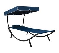 Vidaxl Lit De Repos D'extérieur Avec Auvent Et Oreiller Bleu Bleu