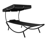 vidaXL Lit de repos d'extérieur avec auvent et oreiller Noir 313533 Noir G