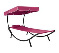 Vidaxl Lit De Repos D'extérieur Avec Auvent Et Oreiller Rose Rose