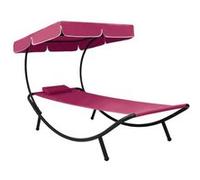 vidaXL Lit de repos d'extérieur avec auvent et oreiller rose313536 Rose G