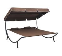 Vidaxl Lit De Repos D'extérieur Avec Auvent Et Oreillers Marron Marron