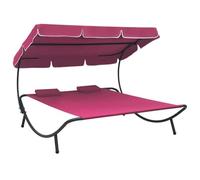 vidaXL Chaise longue de jardin avec auvent et oreillers Rose
