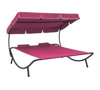 vidaXL Lit de repos d'extérieur avec auvent et oreillers rose