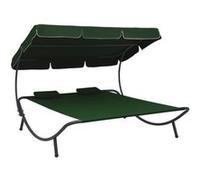 Lit de repos d'extérieur avec auvent et oreillers Vert 313522
