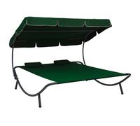 Vidaxl Lit De Repos D'extérieur Avec Auvent Et Oreillers Vert Vert