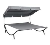 vidaXL Lit de repos d'extérieur avec auvent Gris Gris G