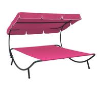 vidaXL Lit de repos d'extérieur avec auvent Rose Rose G