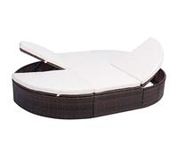 Vidaxl Lit De Repos D'extérieur Avec Coussin Résine Tressée Marron Marron