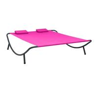 vidaXL Lit de Repos d'Extérieur Chaise Longue de Jardin Lit de Repos de Terrasse Chaise Longue de Plage Arrière-Cour Patio Tissu Rose
