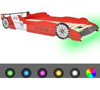 vidaXL Lit d'enfant avec LED au design de voiture de course 90 x 200 cm rouge