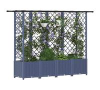 vidaXL Lit Élevé avec Treillis et Toit Gris 202 x 40 x 138 cm PP, Jardinière Moderne, surélevée avec Toit, Mobile, pour Herbes, légumes, idées de Jardinage Urbain