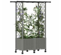 vidaXL Lit Élevé avec Treillis et Toit Gris Clair 124,5 x 40 x 142 cm, Jardinière Moderne, surélevée avec Toit, Mobile, pour Herbes, légumes, idées de Jardinage Urbain