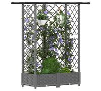 vidaXL Lit Élevé avec Treillis et Toit Gris Clair 124 x 40 x 121 cm PP, Jardinière Moderne, surélevée avec Toit, Mobile, pour Herbes, légumes, idées de Jardinage Urbain