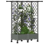 vidaXL Lit Élevé avec Treillis et Toit Gris Clair 124 x 40 x 127 cm PP, Jardinière Moderne, surélevée avec Toit, Mobile, pour Herbes, légumes, idées de Jardinage Urbain