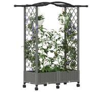 vidaXL Lit Élevé avec Treillis et Toit Gris Clair 124 x 40 x 129 cm PP, Jardinière Moderne, surélevée avec Toit, Mobile, pour Herbes, légumes, idées de Jardinage Urbain