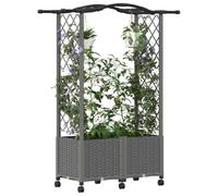 vidaXL Lit Élevé avec Treillis et Toit Gris Clair 125 x 40 x 144 cm PP, Jardinière Moderne, surélevée avec Toit, Mobile, pour Herbes, légumes, idées de Jardinage Urbain