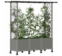 vidaXL Lit Élevé avec Treillis et Toit Gris Clair 162,5 x 40 x 142 cm, Jardinière Moderne, surélevée avec Toit, Mobile, pour Herbes, légumes, idées de Jardinage Urbain