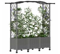 vidaXL Lit Élevé avec Treillis et Toit Gris Clair 164 x 40 x 144 cm PP, Jardinière Moderne, surélevée avec Toit, Mobile, pour Herbes, légumes, idées de Jardinage Urbain