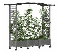 vidaXL Lit Élevé avec Treillis et Toit Gris Clair 169 x 40 x 129 cm PP, Jardinière Moderne, surélevée avec Toit, Mobile, pour Herbes, légumes, idées de Jardinage Urbain