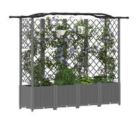 vidaXL Lit Élevé avec Treillis et Toit Gris Clair 204 x 40 x 138 cm PP, Jardinière Moderne, surélevée avec Toit, Mobile, pour Herbes, légumes, idées de Jardinage Urbain