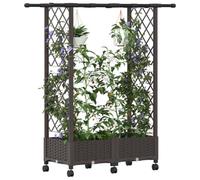 vidaXL Lit Élevé avec Treillis et Toit Marron 122,5 x 40 x 127 cm PP, Jardinière Moderne, surélevée avec Toit, Mobile, pour Herbes, légumes, idées de Jardinage Urbain