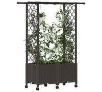 vidaXL Lit Élevé avec Treillis et Toit Marron 124,5 x 40 x 142 cm PP, Jardinière Moderne, surélevée avec Toit, Mobile, pour Herbes, légumes, idées de Jardinage Urbain