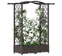 vidaXL Lit Élevé avec Treillis et Toit Marron 124 x 40 x 125 cm PP, Jardinière Moderne, surélevée avec Toit, Mobile, pour Herbes, légumes, idées de Jardinage Urbain