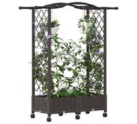 vidaXL Lit Élevé avec Treillis et Toit Marron 124 x 40 x 129 cm PP, Jardinière Moderne, surélevée avec Toit, Mobile, pour Herbes, légumes, idées de Jardinage Urbain