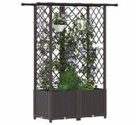 vidaXL Lit Élevé avec Treillis et Toit Marron 124 x 40 x 138 cm PP, Jardinière Moderne, surélevée avec Toit, Mobile, pour Herbes, légumes, idées de Jardinage Urbain