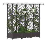 vidaXL Lit Élevé avec Treillis et Toit Marron 164 x 40 x 123 cm PP, Jardinière Moderne, surélevée avec Toit, Mobile, pour Herbes, légumes, idées de Jardinage Urbain