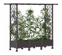 vidaXL Lit Élevé avec Treillis et Toit Marron 164 x 40 x 127 cm PP, Jardinière Moderne, surélevée avec Toit, Mobile, pour Herbes, légumes, idées de Jardinage Urbain