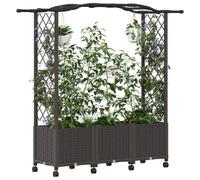 vidaXL Lit Élevé avec Treillis et Toit Marron 164 x 40 x 144 cm PP, Jardinière Moderne, surélevée avec Toit, Mobile, pour Herbes, légumes, idées de Jardinage Urbain